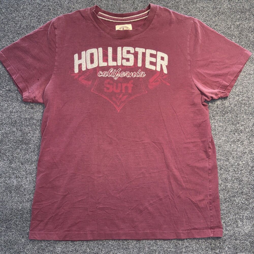 Vintage Hollister California Surf Graphic Tee Shirt - Burgundy/Maroon Size XL - Picture 1 of 6